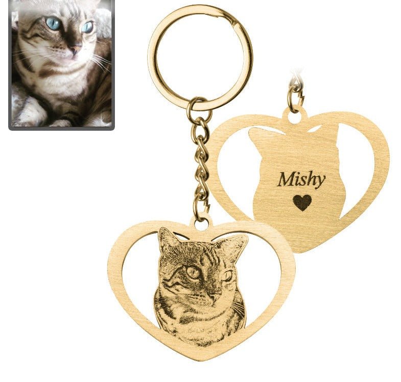 Silhouette cat heart keyring